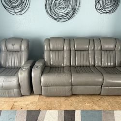 Gray Leather Couch 