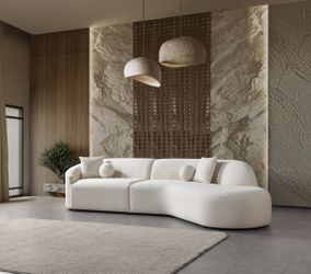 Ivory Velvet Curved Sectional 134โL