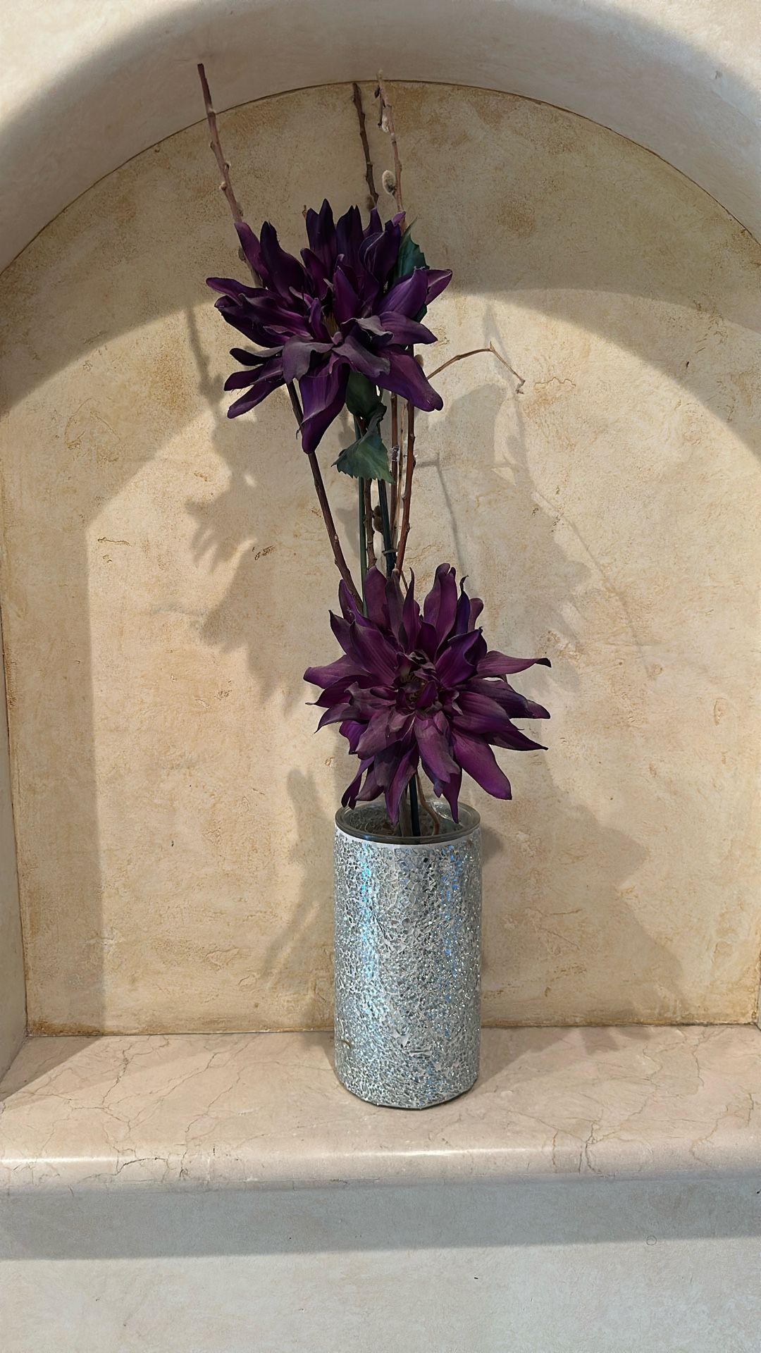 Silver Artificial Flower And Flower Pot