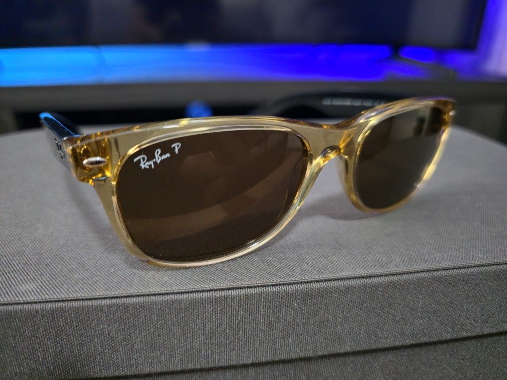 Ray-Ban RB2132 Polarized New Wayfarer Sunglasses (Honey Brown Black) Brand New