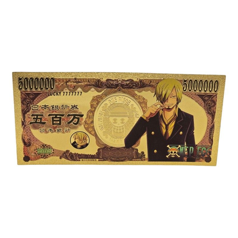 24k Gold Plated, Sanji (One Piece) Bill/Banknote, Anime