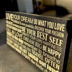 Inspirational Motivational Canvas Wall Art - LIVE YOUR DREAM Do What You Love BE YOUR BEST SELF - Positive Quotes Sign