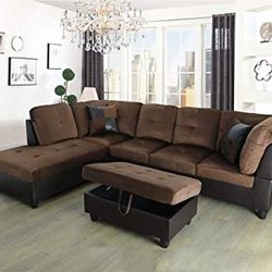 New Chocolate Sectional And Ottoman