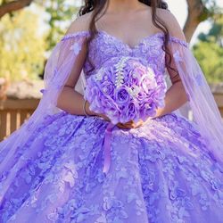 Purple Butterfly Quince Dress