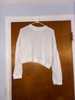 White Cropped Crewneck Sweatshirt