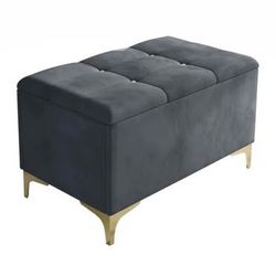 Gray Velvet Storage Chaise
