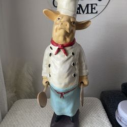 Vintage chef pig statue