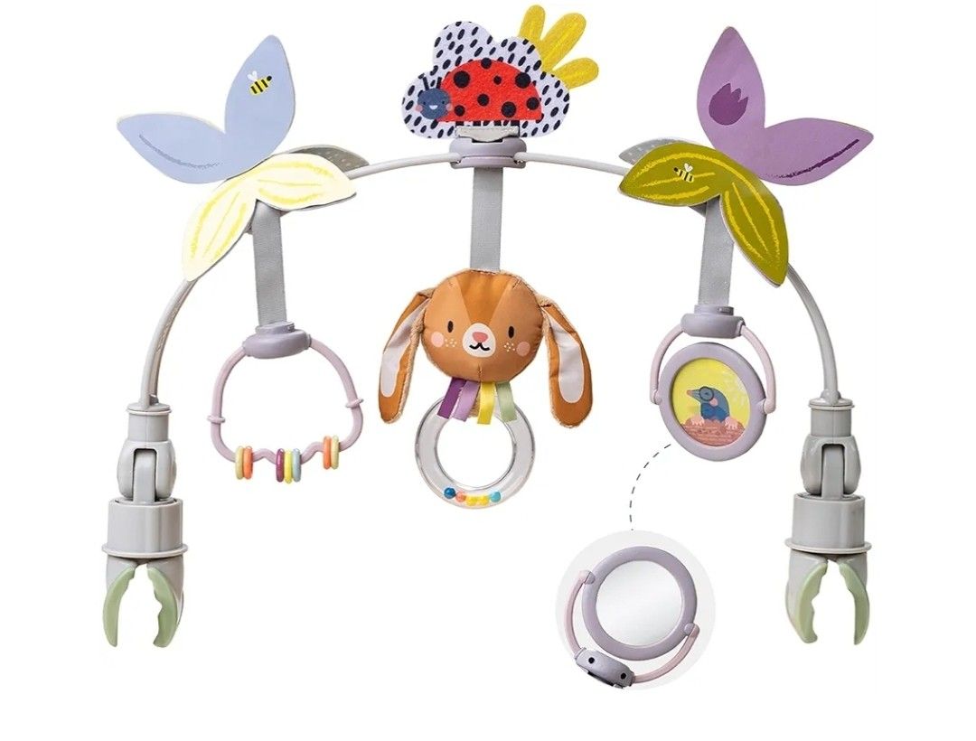 Toys Baby Activity Arch, Stroller and Car Seat Toy Attachment with Rattling Beads Maze and Double-Sided Spinning Mirror, Ideal for Baby’s Fine Motor