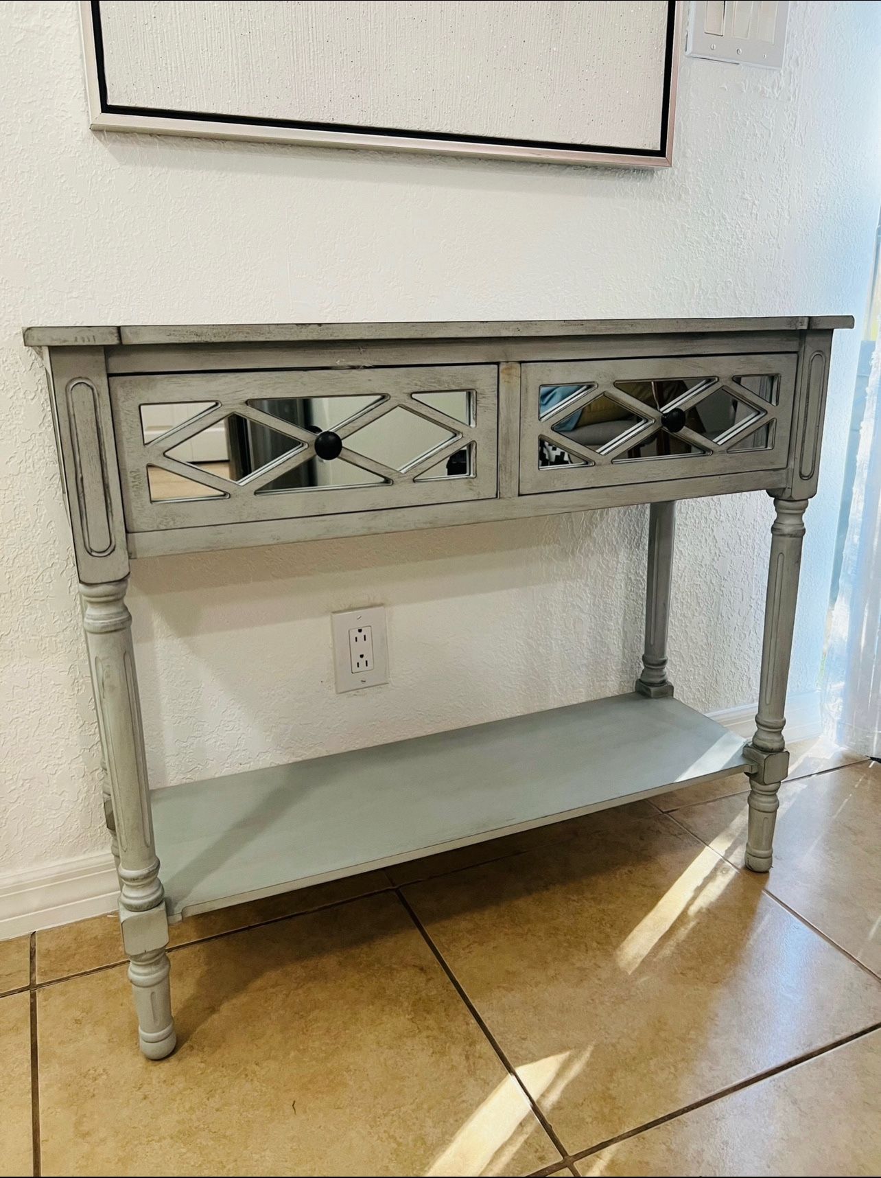 Console Table with Mirrors, Antique look, Light Blue (HABLÓ ESPAÑOL)  