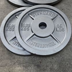 Pairs Of 35 Pound Olympic Standard International Weights