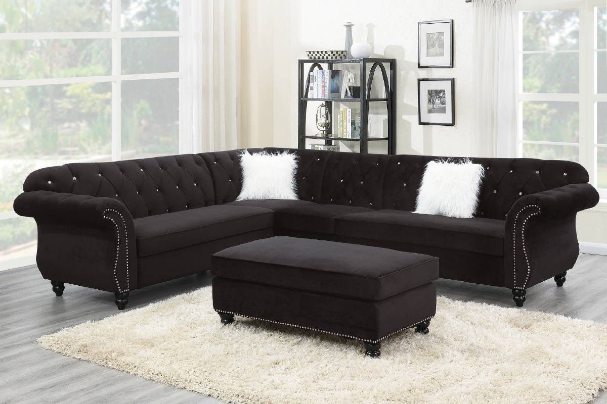Black Sectional Sofa - Ottoman Sold Separate 