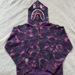 purple bape zip up hoodie Size L