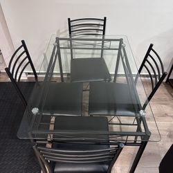 Glass Dining Table + Chairs