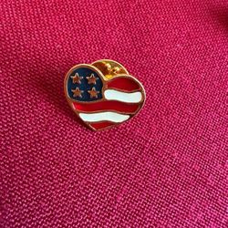 Enamel Heart-Shaped Flag Pin