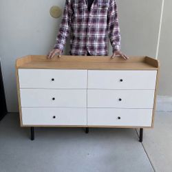 New In Box 6 Drawers Heavy Duty Dresser Cabinet Organizer Shelf White And Natural Color Home Furniture 