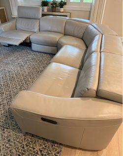 Genuine Leather Power Motion Sectional with USB ports