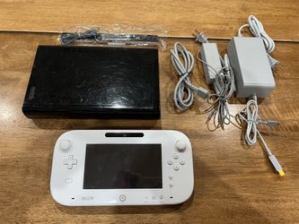 Nintendo Wii U Console 32GB Black WUP-101(02) w/ White Gamepad Tested Works
