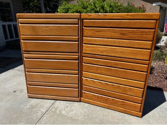 Antique Solid Oak Wood Dresser Chest of Drawers Furniture USA MADE
