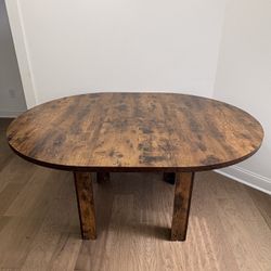 NEW Extendable Round to Oval Dining Table | Farmhouse Style | Seats 4-6 | Rustic Brown