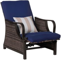 (Retail $644.99) Outsunny 867-105DB Outdoor Recliner Chair with Cushion - Blue, 26"x37"x38.5"