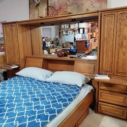 Solid Oak Wall Unit Bedroom Set