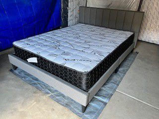 Clearance!!  Grey New Queen Bed With Orthopedic Supreme Mattress Included 