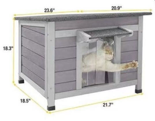 🥨Aivituvin-AIR12-B Outdoor Wooden Cat House, Indoor Cat House