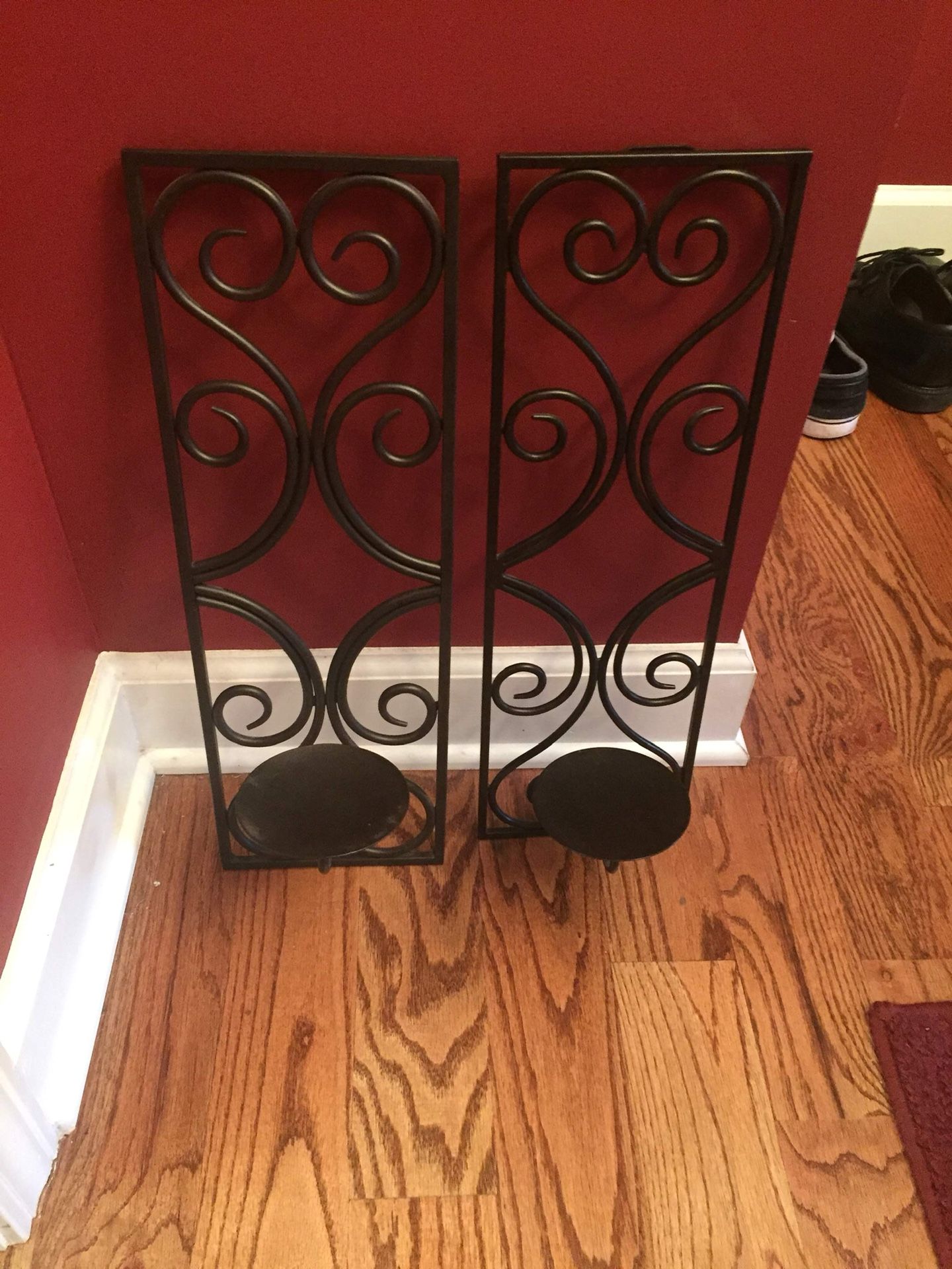 Bronze wall sconces. Iron. Decorative. Sconces measure 6”x18”