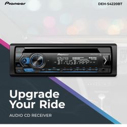 Pioneer DEH-S4220BT 1-Din CD Receiver – Bluetooth, USB/AUX, Color Change, FLAC, AM/FM Radio, Detachable Face, 50W x 4, Voice Control, Hi-Volt RCA Preo