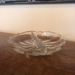 Vintage 2-Section Divided Bowl - Clear Glass