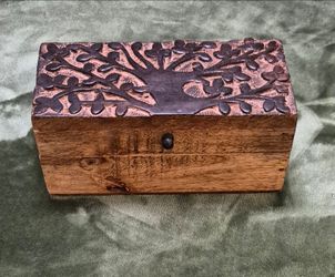 Tree Design Wooden Trinket Box