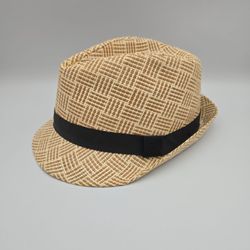 Cattani Hat BeigeStrawTrilby FedoraHat