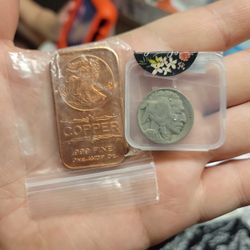 1930 BUFFALO NICKEL & 1OZ COPPER BAR BUNDLE 