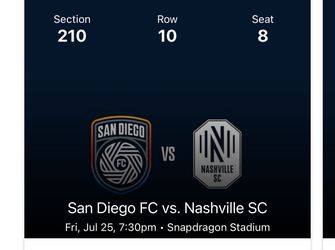1 Ticket For Sdfc Vs Nashville July 25