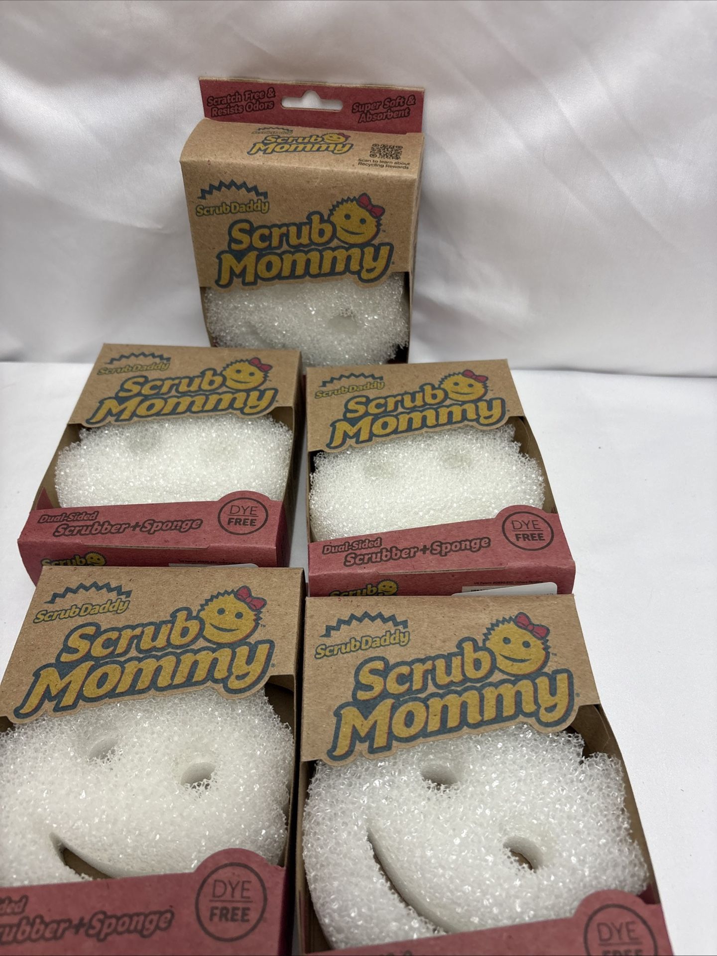 5 PCS SCRUB MOMMY DUAL- SIDE SCRATCH FREE & RESISTS ODORS, SRUBBER + SPONGE