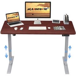 MAIDeSITe 3 Stage electric Standing Desk, adjustable height 55 x 28 Inches Home Office Sit stand desk,motor Rising Ergonomic Workstation with 4 Adjust