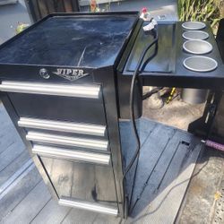 Black Viper tool storage cabinet with multiple drawers and power strip.$130 Mount Dora Fla32757. Send other pics to compare