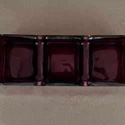 Red Three Section Serving Dish
