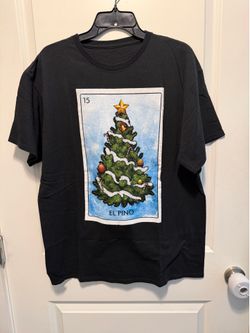 Vintage Christmas Mexican Loteria game tshirt El Pino size large