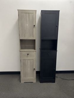 New Wooden 63” Tall grey or black Bathroom Kitchen Pantry Cabinet Storage with Adjustable Shelve