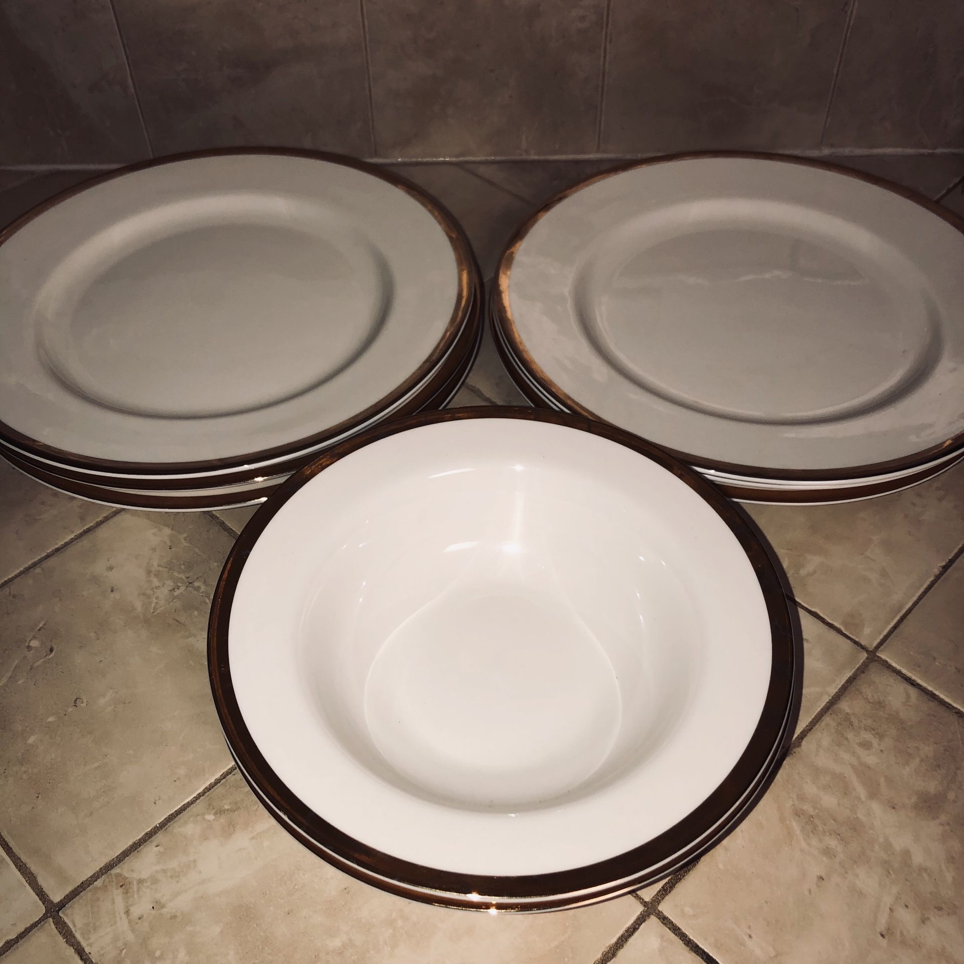 Pier 1 gold band dinnerware