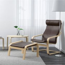 Ikea Poang Leather Rocking Chair & Ottoman  - Good Condition 
