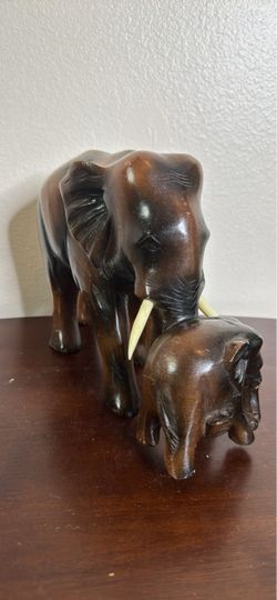 Hand carved wooden elephant