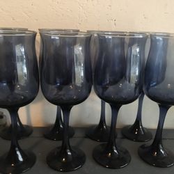 Set of 8 Cobalt Blue Wine Glasses