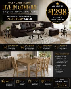 BIG SALE! BRAND NEW SECTIONAL AND DINING ROOM SET