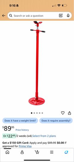 Stark USA Underhoist Support Stand 1/2 Ton Capacity Self Locking Threaded Spin Handle Lifting Adjustable Height (53.5" to 79"), 1,000 LBS Capacity 161