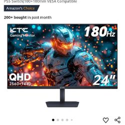 24 Inch 180Hz Gaming Monitor, 2K QHD Fast IPS PC Gaming Monitor, 1440p 1ms Computer Monitor 144Hz, G