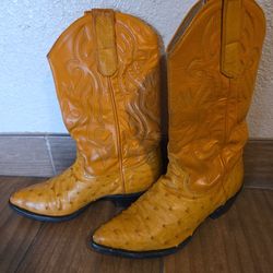 Yellow Genuine ostrich boot / botas de avestruz