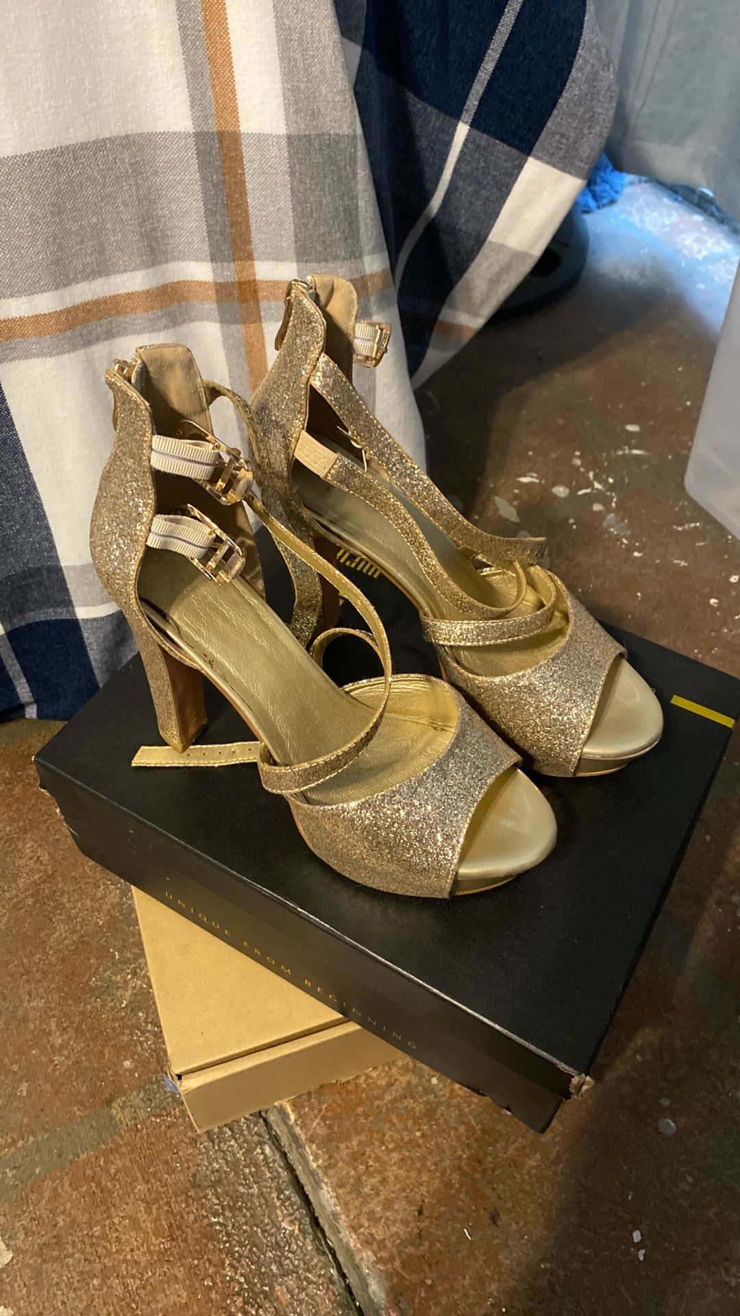 Gold Glitter High Heels