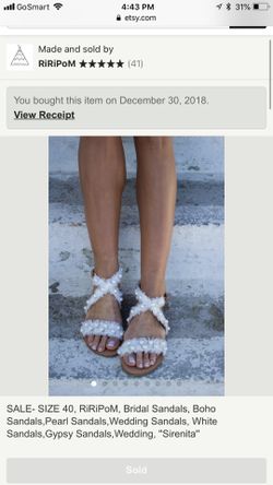 White bridal sandals (flats)